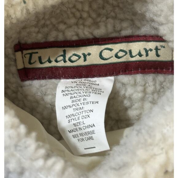 Tudor Court Sherpa Fleece Jacket L Beige Snap Button Pockets Embroidered Boho - Picture 7 of 9